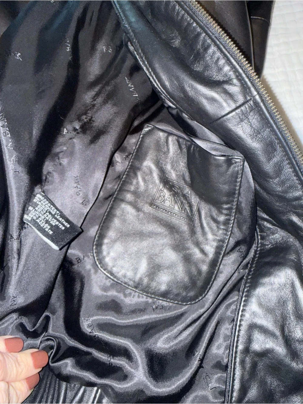 Jos. A. Bank Men's Black Leather Zip-Front Bomber Jacket NWOT 1335